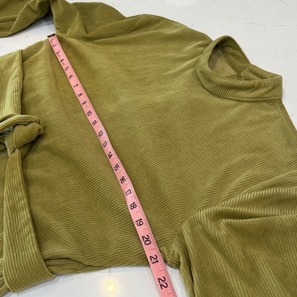 SHEIN Corduroy Mock Neck Belted Long Sleeve Dress Olive Green Size M - Picture 9 of 11